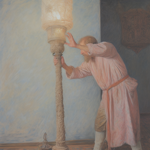 Colorful oil pastel painting of the genius lamp