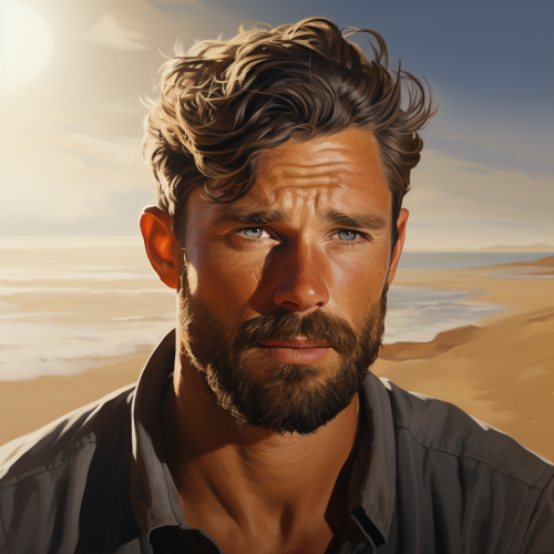 Gentle-eyed man with sun-kissed skin