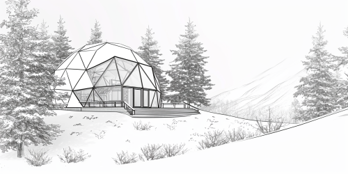 Coloring Page of Geodesic Igloo House in Snow