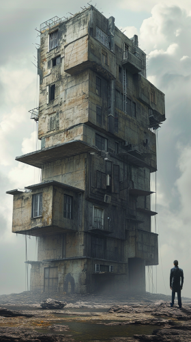 Man with a 20-story Building as his Head