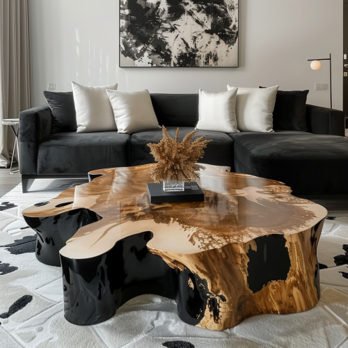 Cow Skin Epoxy Center Table Living Room