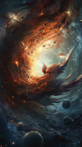 Massive Battle Between Giant Phoenix and Cthulhu