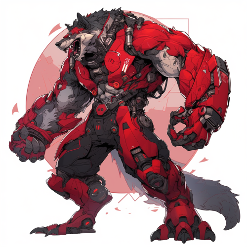 Majestic giant werewolf in cyberarmor