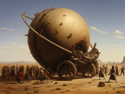 Trojan Army Pushes Giant Wooden Orb Across Desert  ? Trojan Army Pushes Giant Wooden Orb Across Desert  ?
