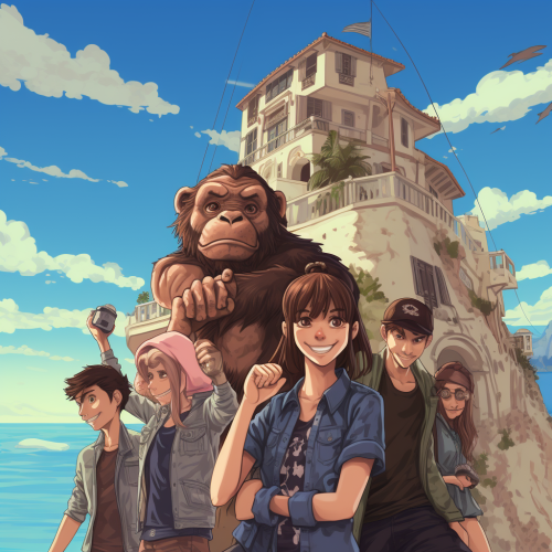 Kids playing at Gibraltar with a monkey