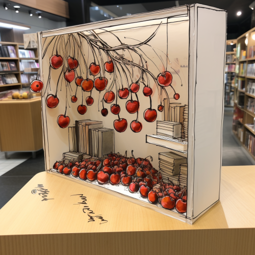 Cherry drawing on gift box