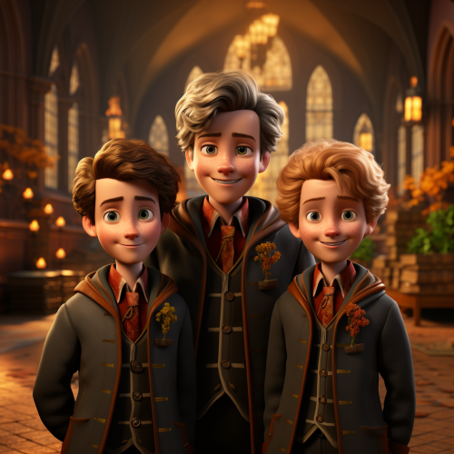 Three iconic characters in Disney Pixar style