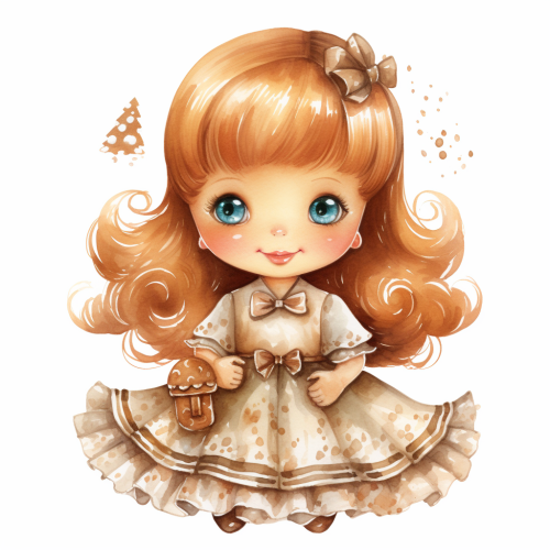 Glossy watercolor gingerbread girl cookie