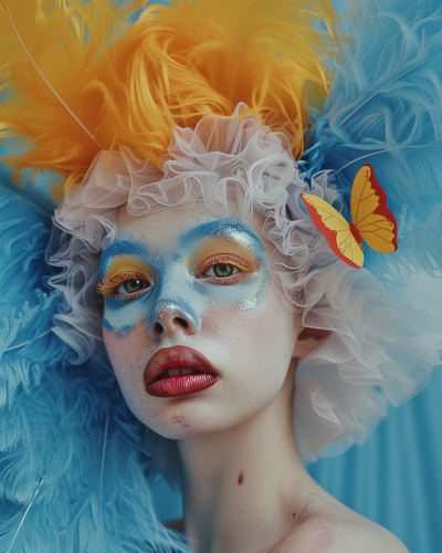 Girl with Blue Wings Makeup