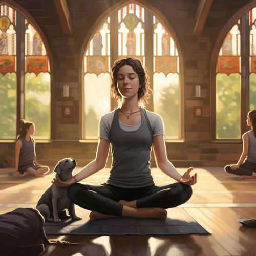 Girl practicing yoga in class