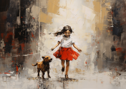 Young girl enjoying playful time with her dog