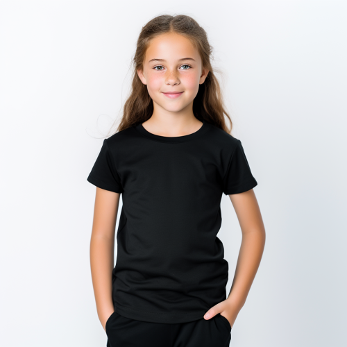 Girl in black crew neck t-shirt