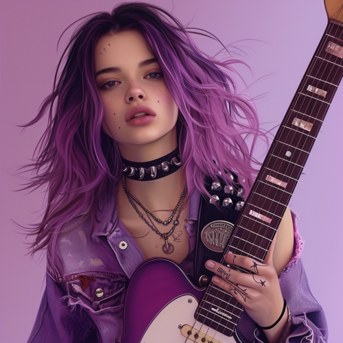 Beautiful girl with purple square hairstyle