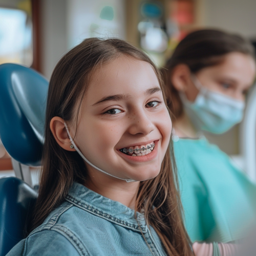 Girl with Dental Braces Laughing