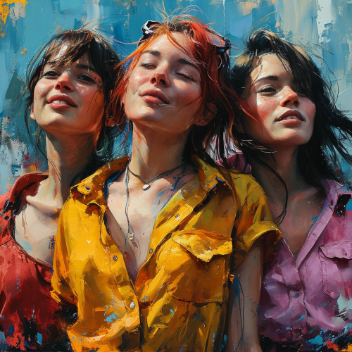 Three girls having a blast on the football field