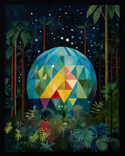 Vibrant rays in jungle night