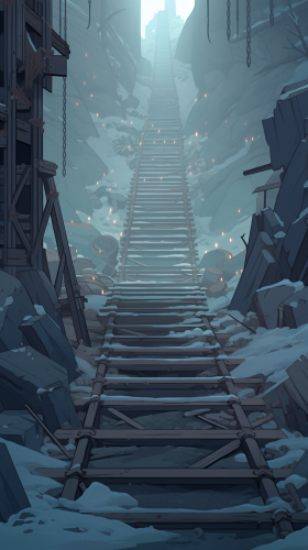 Muted-toned gloomy mine rail background