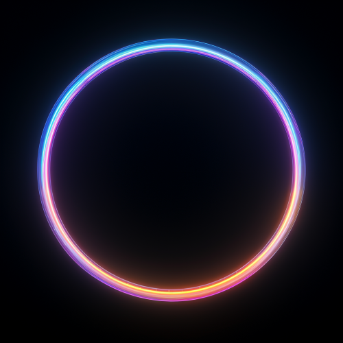 Iridescent circle on black background