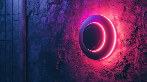 Wall-mounted glowing magenta light 3D object