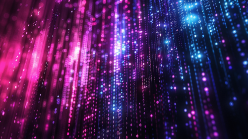 Glowing cyan blue and magenta matrix code