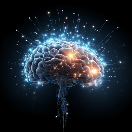 Side Brain Profile with Glowing Sparks