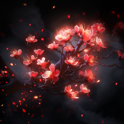 Glowing Spirit Blossom on Black Background Glowing Spirit Blossom on Black Background