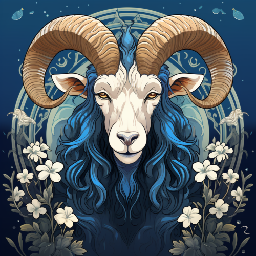Art Nouveau goat illustration