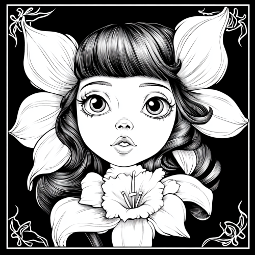 Goddess Daffodil Coloring Page Image
