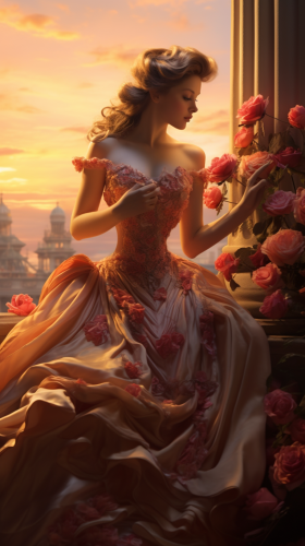 Serene Goddess in Flower Gown