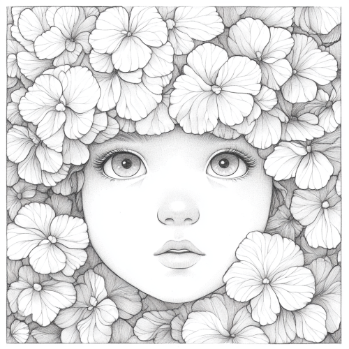 Goddess Hydrangea Gratitude Coloring Page