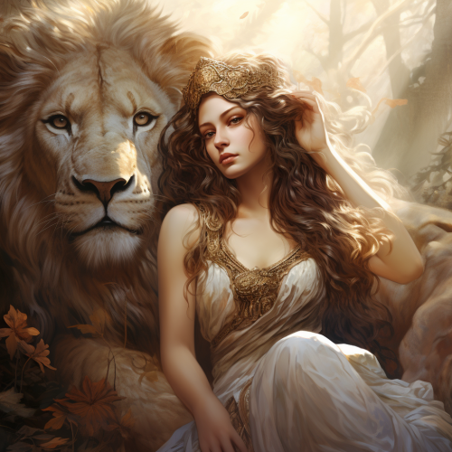 Majestic lioness goddess ruling