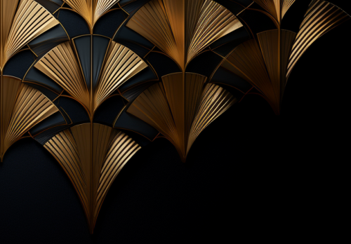 Art Deco fans pattern in gold