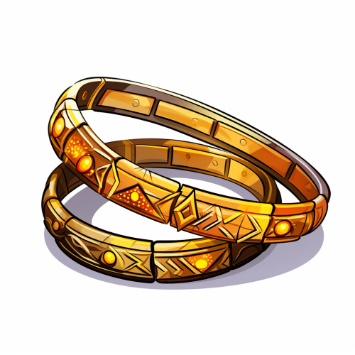 Gold Bracelets Cartoon Sticker White Background