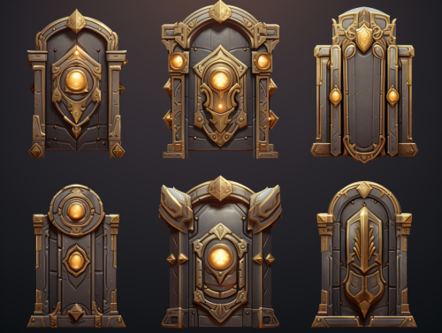 Shiny gold gate in game assets