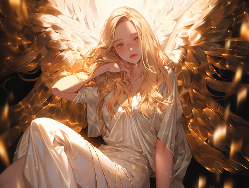 Stunning golden angel girl portrait