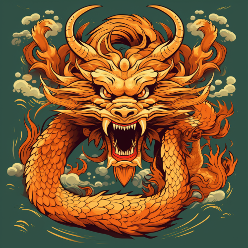 Detailed golden Chinese dragon illustration