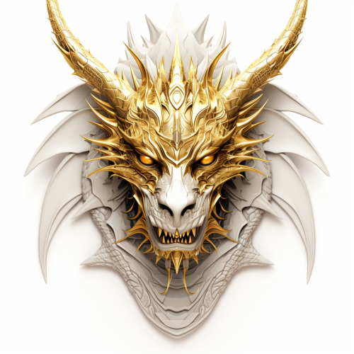 Golden dragon head with crown