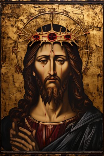 Glorious depiction of Jesus with thorned crown