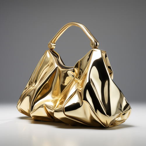 Stylish golden metal V-inscribed sac