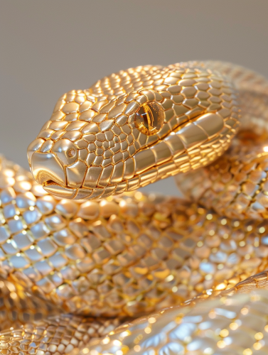 Front view exclusive golden snake statue