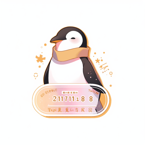 Golden train ticket pinguin white background