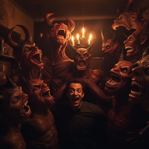 Photorealistic still from  Goofy vs. Satan Cult  movie