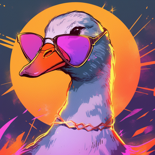 Goose wearing glasses retro flat riso print