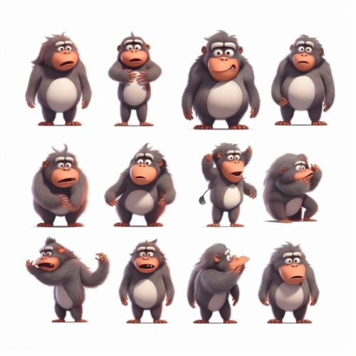 Illustration of Gorilla Female Character Expressions
