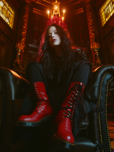 Goth Liv Tyler with Layered Hair and Red Dr Martens Boots