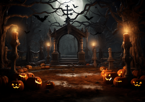 Spooky Gothic Arch Graveyard Image