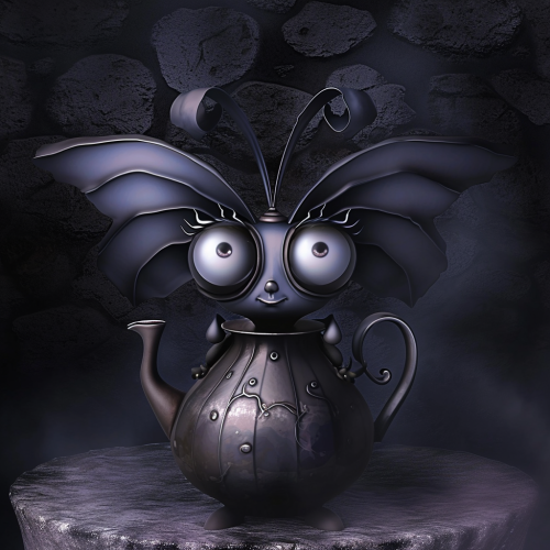 A mesmerizing gothic fairy in a teapot A mesmerizing gothic fairy in a teapot