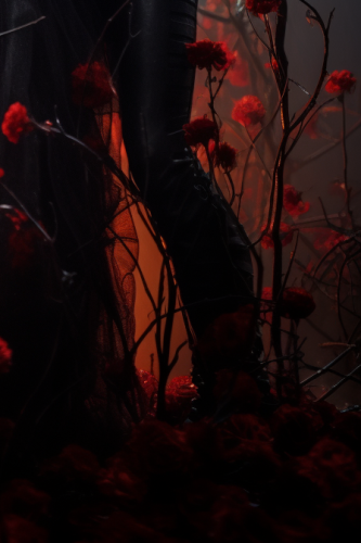 Gothic skeleton nymph embracing misty ghost Gothic skeleton nymph embracing misty ghost