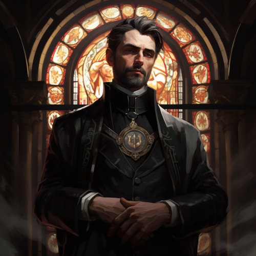Handsome priest in gothic Victorian attire