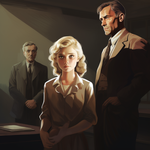 Blonde Woman Doctor and Little Girl in Dark Room